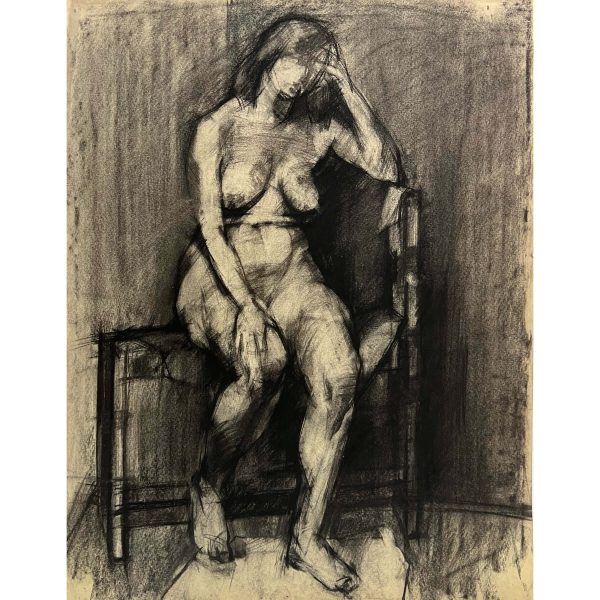 Ágy szélén ülő aktmodell - Ismeretlen művész