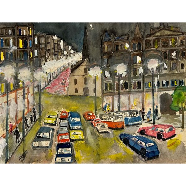 Nagyvárosi forgatag - Ismeretlen magyar festő