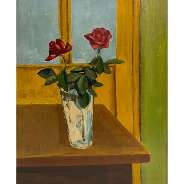 Vörös rózsák üveg vázában - Ismeretlen festő