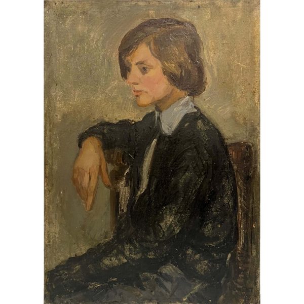 Széken ülő fiú - Beazonosításra váró művész