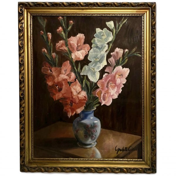 Lantosné Grubits Gizella (1943- ) Kardvirágok porcelán vázában