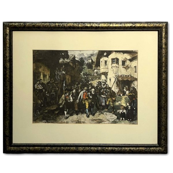 Franz von Defregger (1835-1921) Das letzte Aufgebot c. festményének grafikai másolata, 1899