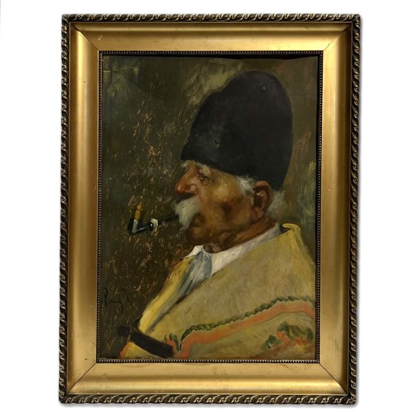 Kasznár Ring Jenő (1875-1945) Pipázó öreg juhász