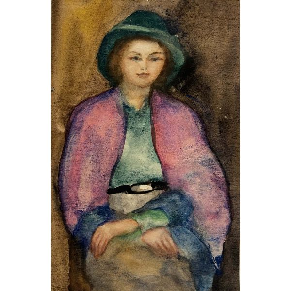 Antal Irén (1903-1999) Nő zöld kalapban