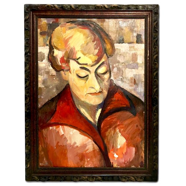 Vörös kabátos hölgy - Beazonosításra váró művész