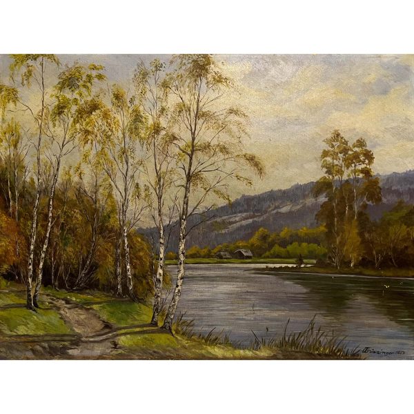 Nyírfák a tóparton, 1953 - Beazonosításra váró művész
