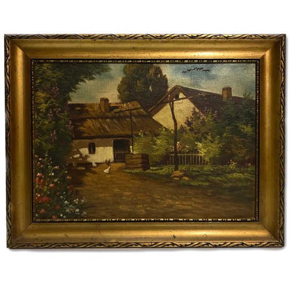 Falusi porta gémeskúttal - Ismeretlen festő