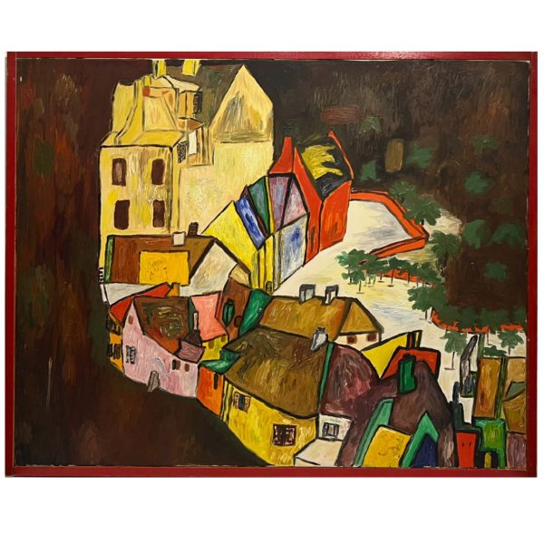 Kisváros madártávlatból - Ismeretlen festő