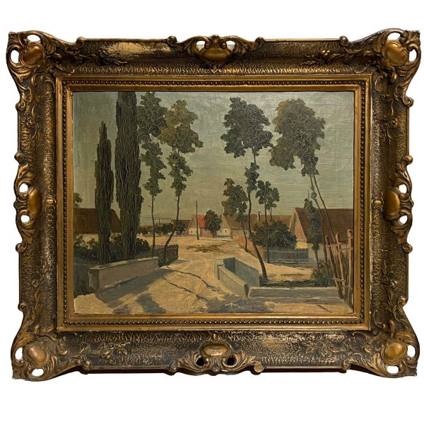 Baráth István (19.-20. század) Falusi utca naplementében, 1936