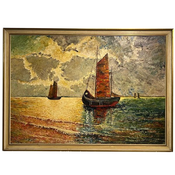 Halászhajók a nyílt vízen - Beazonosításra váró művész