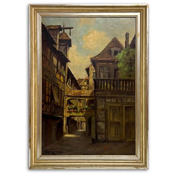 Óváros muskátlis ablakokkal - Beazonosításra váró művész