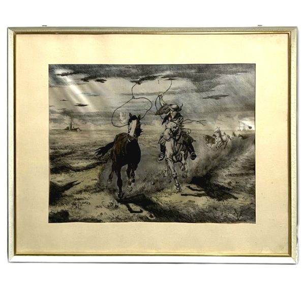 Csikós lóbefogás közben - Beazonosításra váró művész