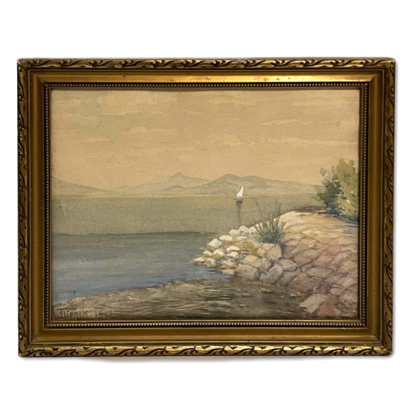 Magányos vitorlás a tavon, 1940 - Beazonosításra váró művész