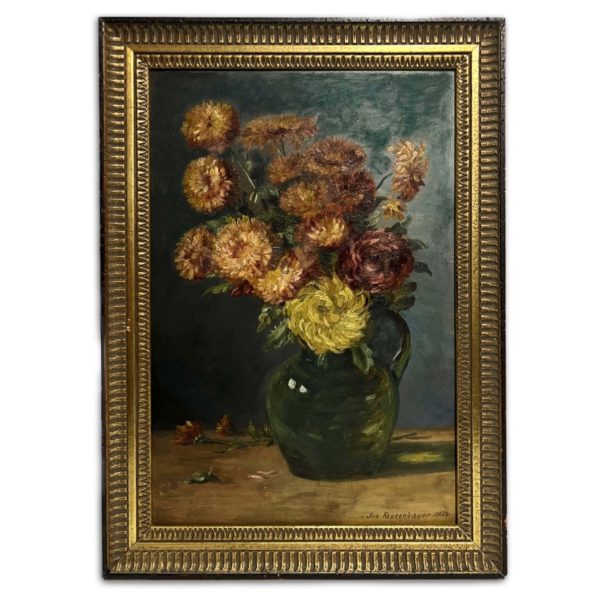 Jos. Fastenbauer jelzéssel - Virágok zöld vázában, 1922
