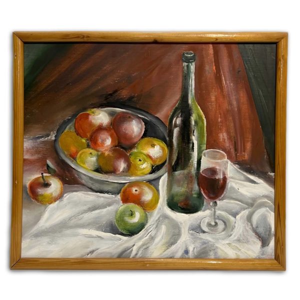 Kompozíció almákkal és vörösborral - Ismeretlen festő