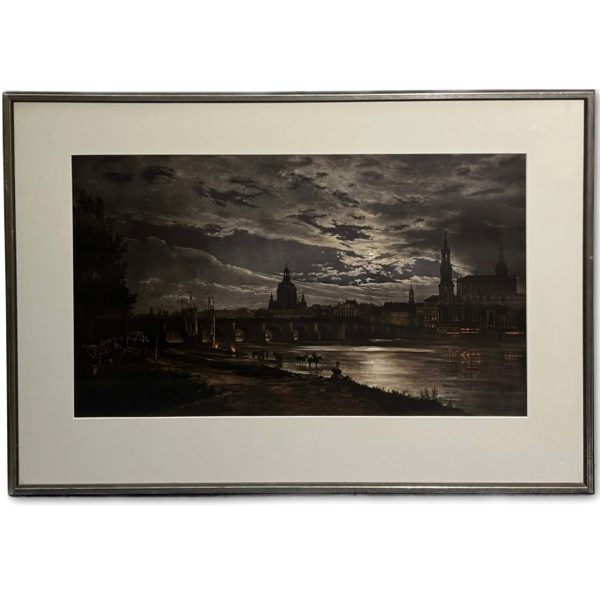 Johan Christian Clausen Dahl (1788-1857) - 'View of Dresden' modern lézer nyomat, 1996
