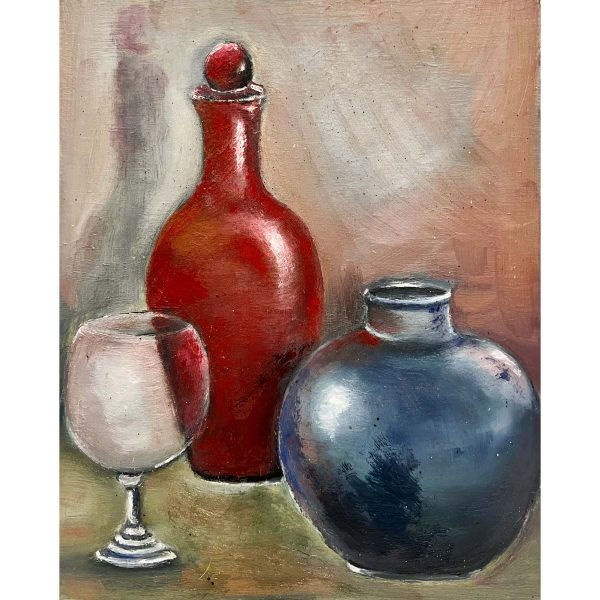 Üvegek kékben-vörösben - Ismeretlen festő