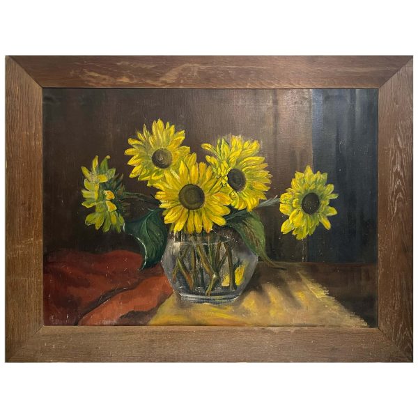Napraforgók üvegtálban - Beazonosításra váró művész
