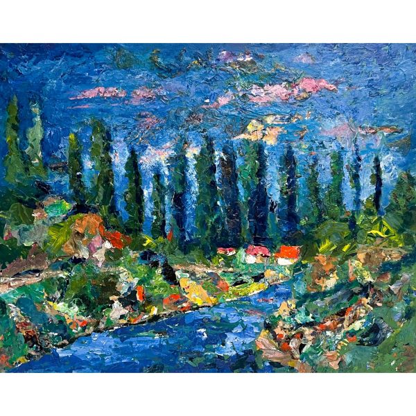 Székely Endre (1917-2014) Táj jegenyesorral