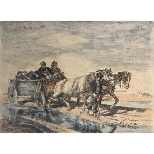 Udvary Pál (1900-1987) Lovasfogattal a felázott úton