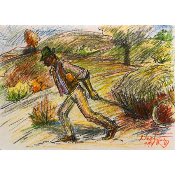 Nagy György (1928- ) Kézi kocsit húzó paraszt, 1994