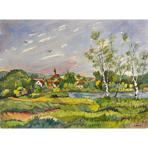Székely Endre (1917-2014) Egy falu, két galamb és három nyírfa, 1987