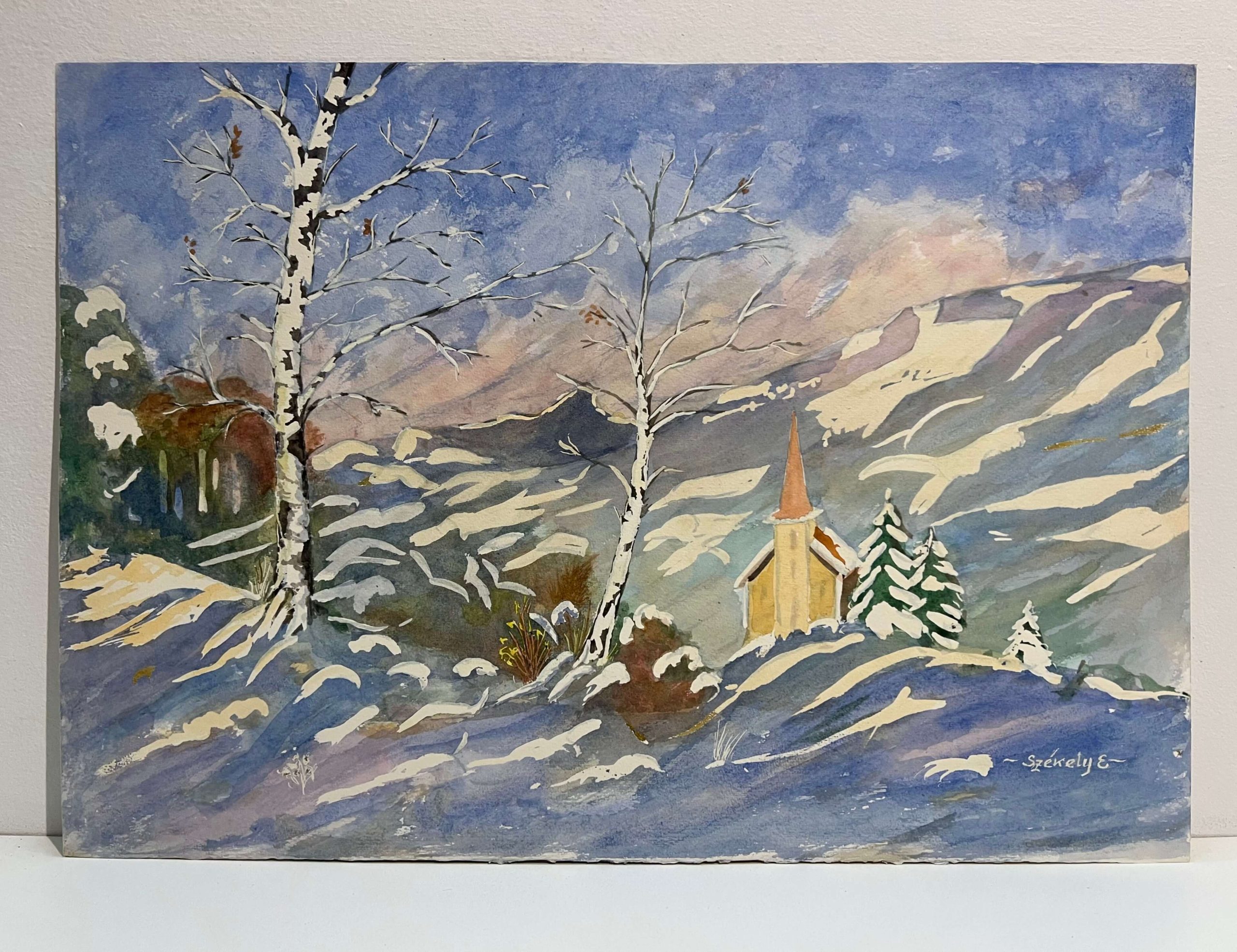 Székely Endre (1917-2014) Hófödte táj templommal - Image 2