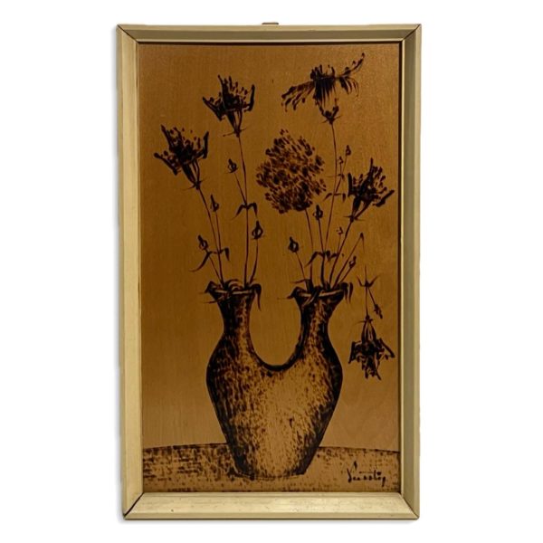 Virágok két nyakú vázában - Beazonosításra váró művész