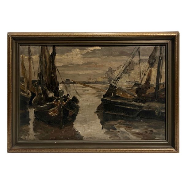 Eduard Manhart (1880-1945) Halászhajók a kikötőben alkonyatkor, 1909