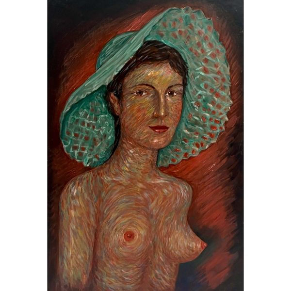 Székely Endre (1917-2014) Modell zöld nyári kalapban