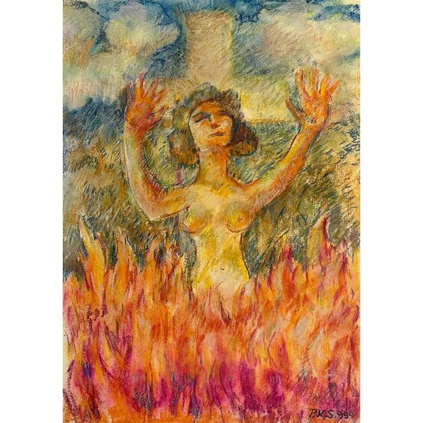 P. Kovács Sándor (?-?) Tűzben égő nő, 1999