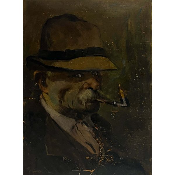 Kasznár Ring Jenő (1875-1945) Pipázó öreg úr