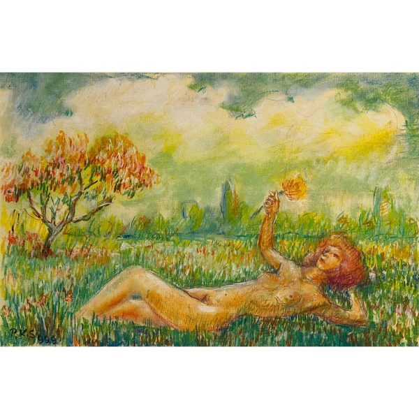 P. Kovács Sándor (?-?) Heverésző modell a nyári napsütésben, 1999
