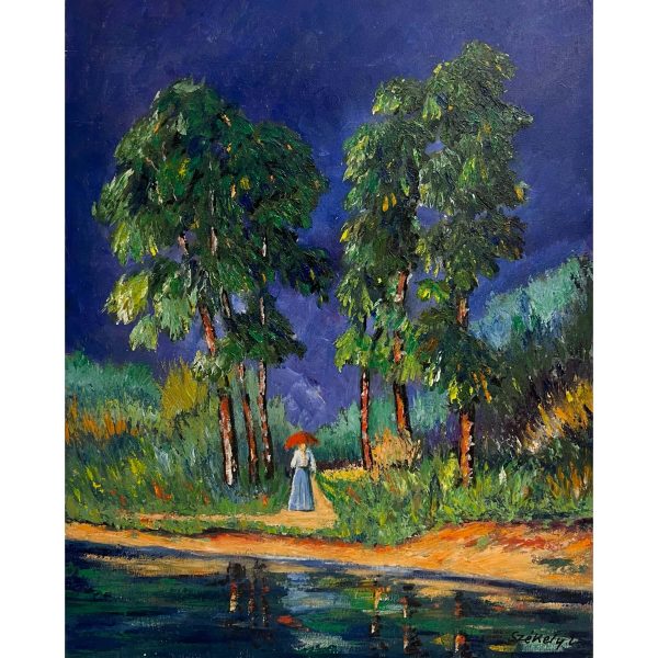Székely Endre (1917-2014) Piros ernyős hölgy, 2011