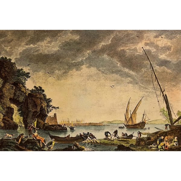 Claude Joseph Vernet (1714-1789) Marine vue au Soleil Couchant - grafikai másolat