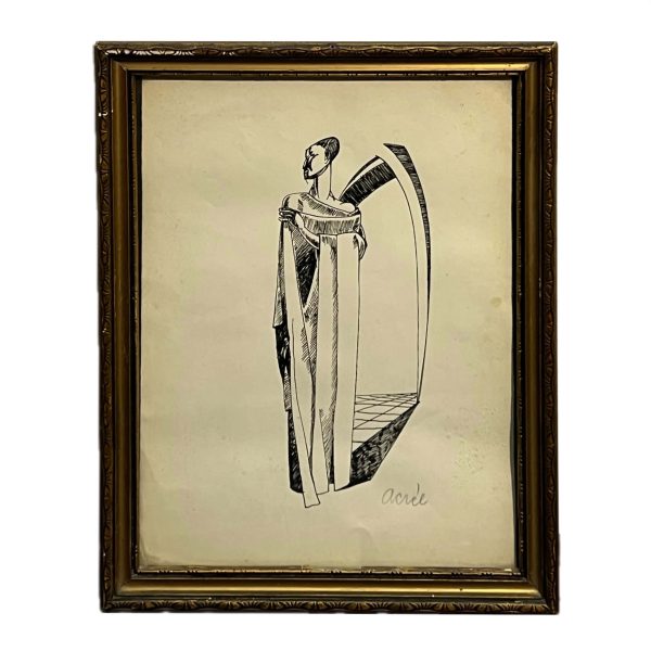 Aczél Ilona (1929-2000) Férfi lepelben art déco stílusban