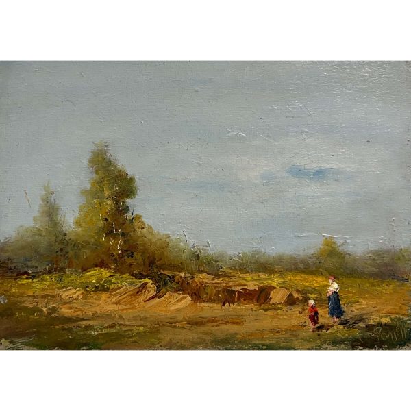 Papp Gábor (1872-1931) Anya a gyermekével kint a pusztán