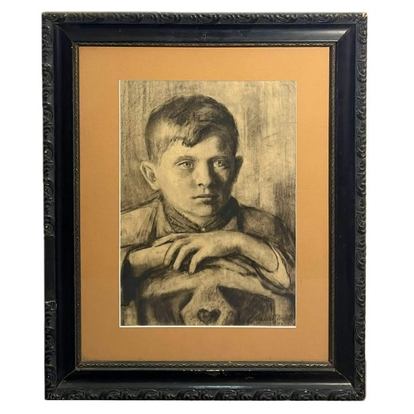 Palcsó Dezső (1887-1966) Széken támaszkodó kisfiú, 1951
