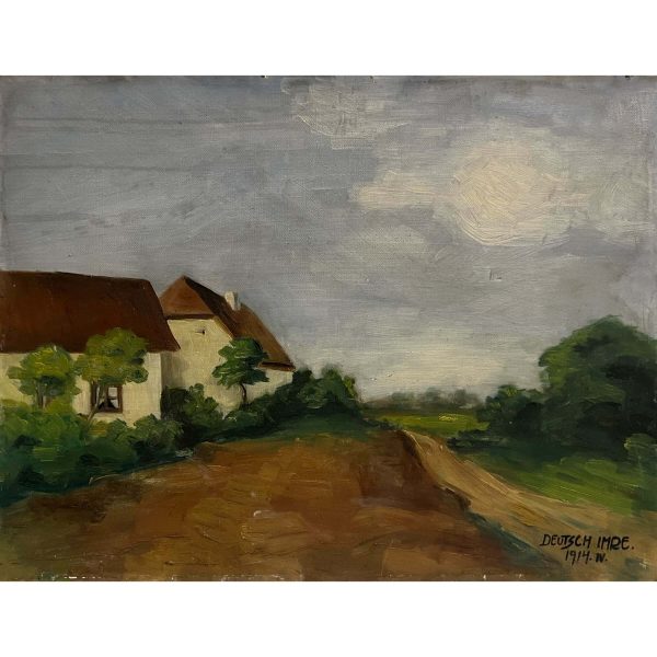 Deutsch Imre (?-?) Falusi tájkép, 1914