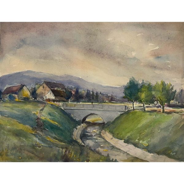 Légár József (?-?) Patakpart kőhíddal