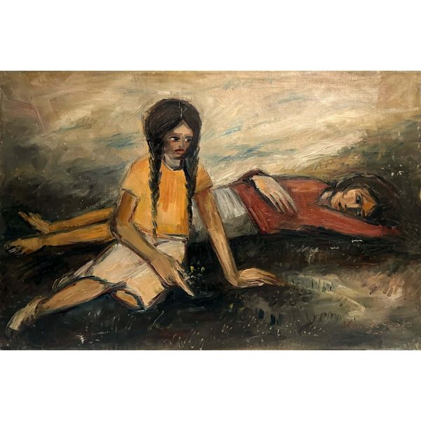 Vincze Győző (1925-2001) Réten pihenő lányok, 1969