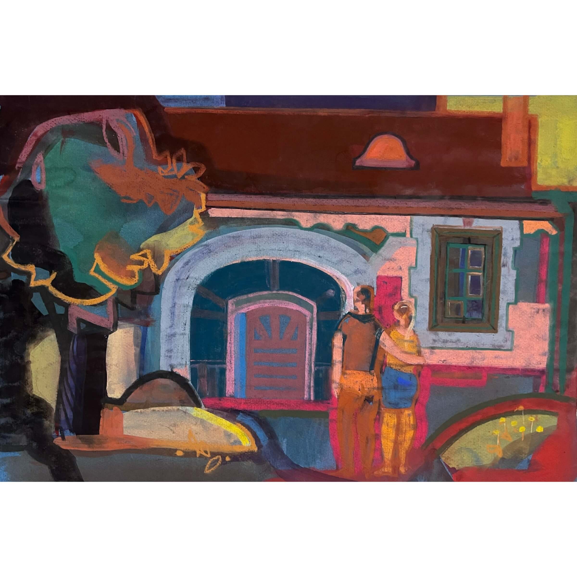 Jozefka Antal (1935- ) Pár a ház előtt