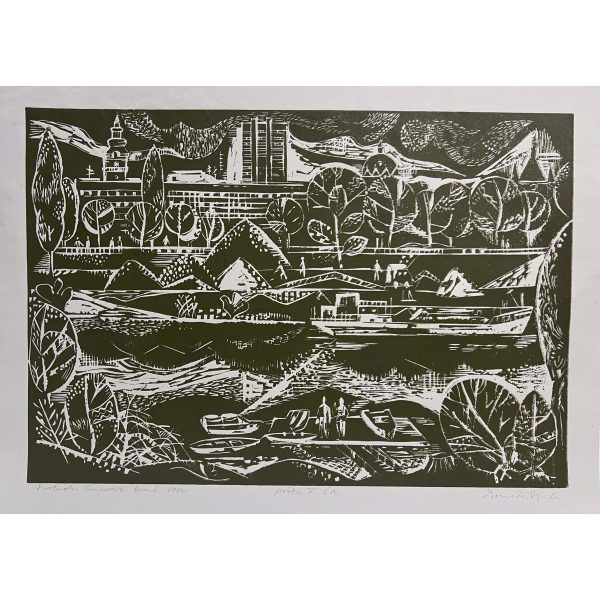 Donáth Gyula (1924-1984) Szolnoki Tiszapart, 1980