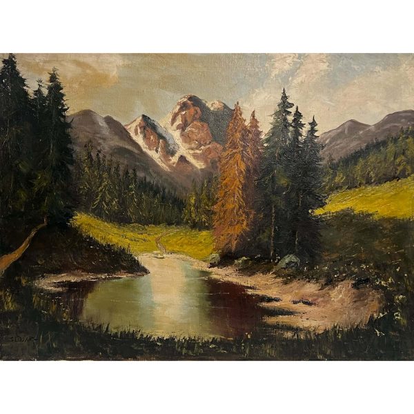 Slosár Károly (1903-1978) Látkép a hegyi tó partjáról