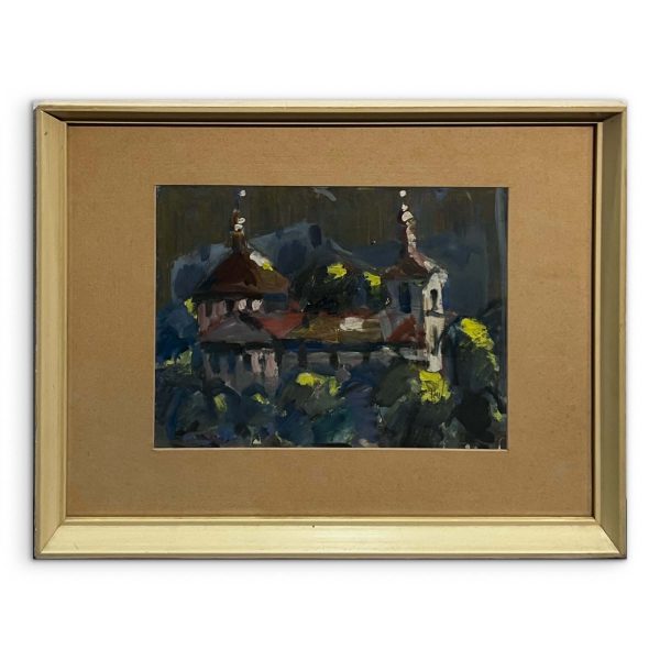 Látkép templommal, 1967 - Beazonosításra váró művész