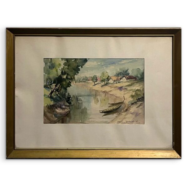 Falu a folyó partján, 1961 - Beazonosításra váró művész