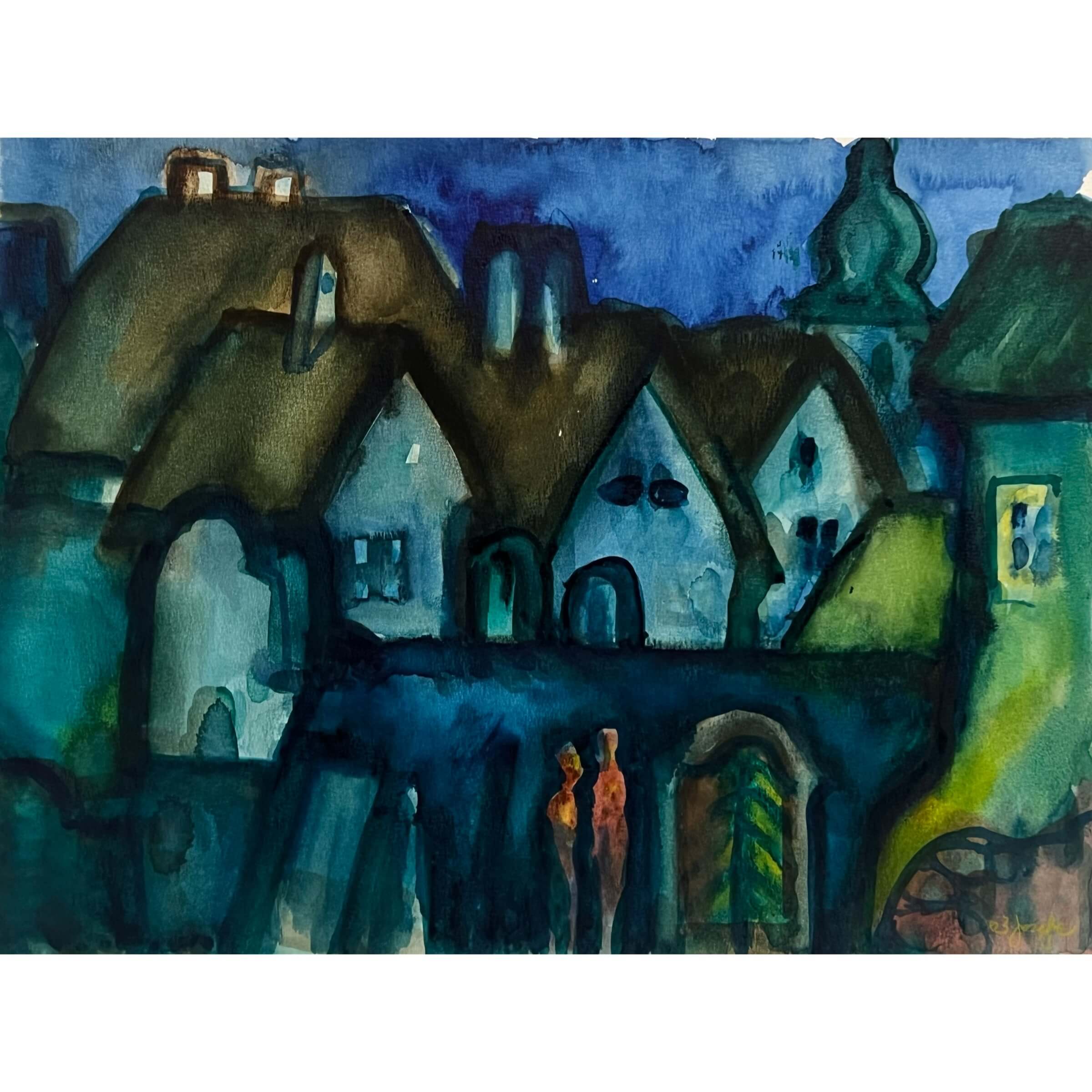 Jozefka Antal (1935- ) Beszélgetők a kapu előtt, 2003